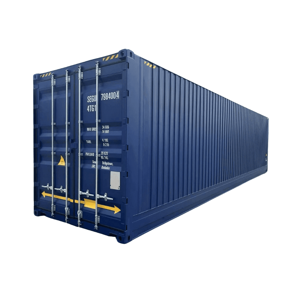 45 fot high cube container med extra invändig höjd och hög förvaringsvolym.