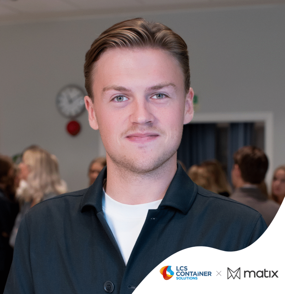 Porträtt på Martin, student från Matix som samarbetar med LCS Container Solutions