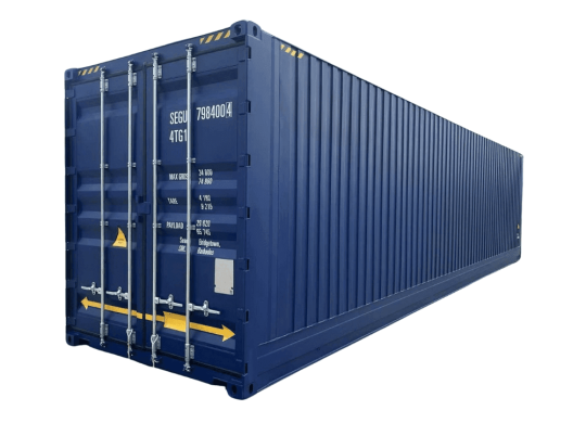 45 fot high cube container med extra invändig höjd och hög förvaringsvolym.