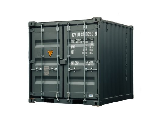 8ft grå byggcontainer med PUR-isolering.